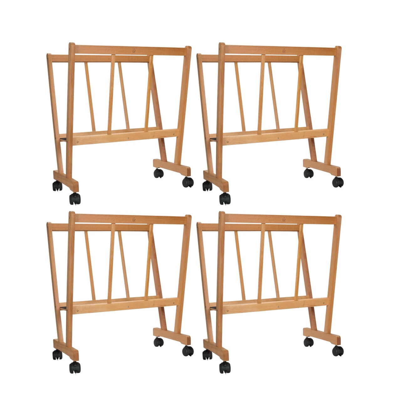 Cappelletto Allegra Premium Wood Print Rack - 4 Pack - Solid Beechwood Print Storage & Display Rack for Artwork, Canvases, and Portfolios – Adjustable, Foldable Artist Print Bin